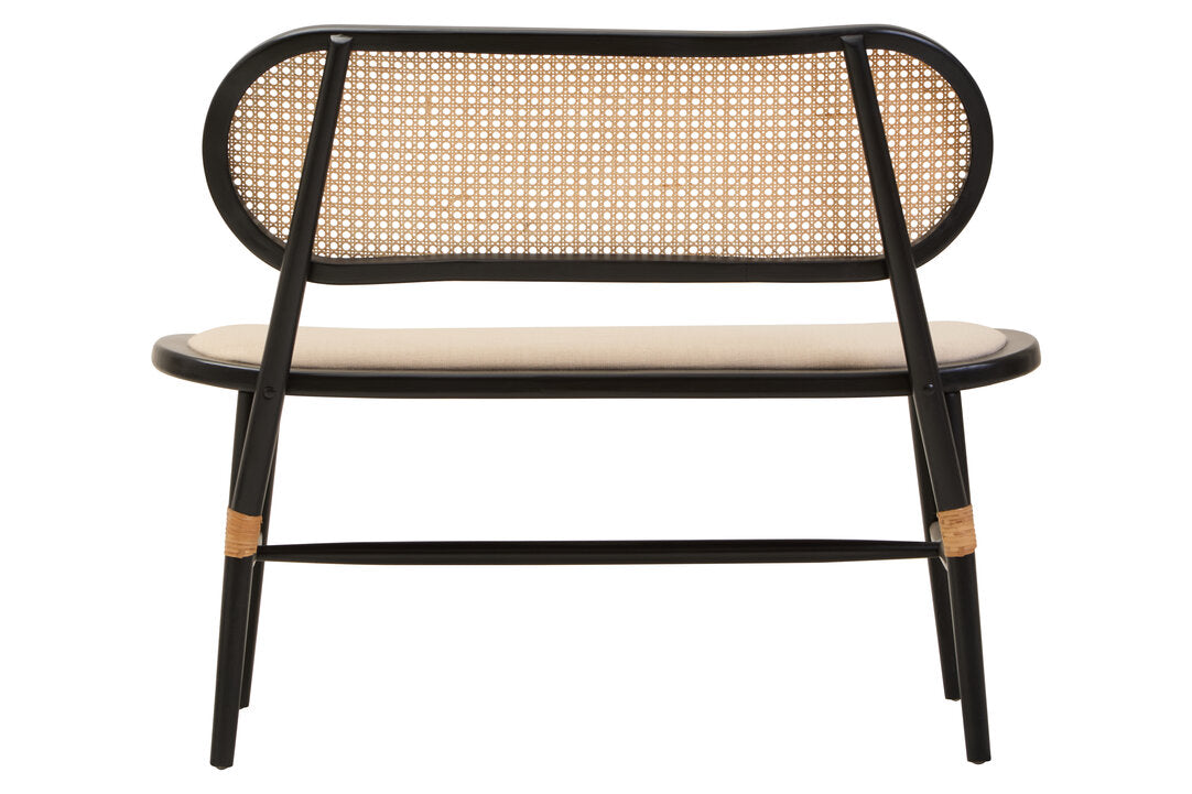 Cebu Natural Cane Bench with Black Elm Wood Frame