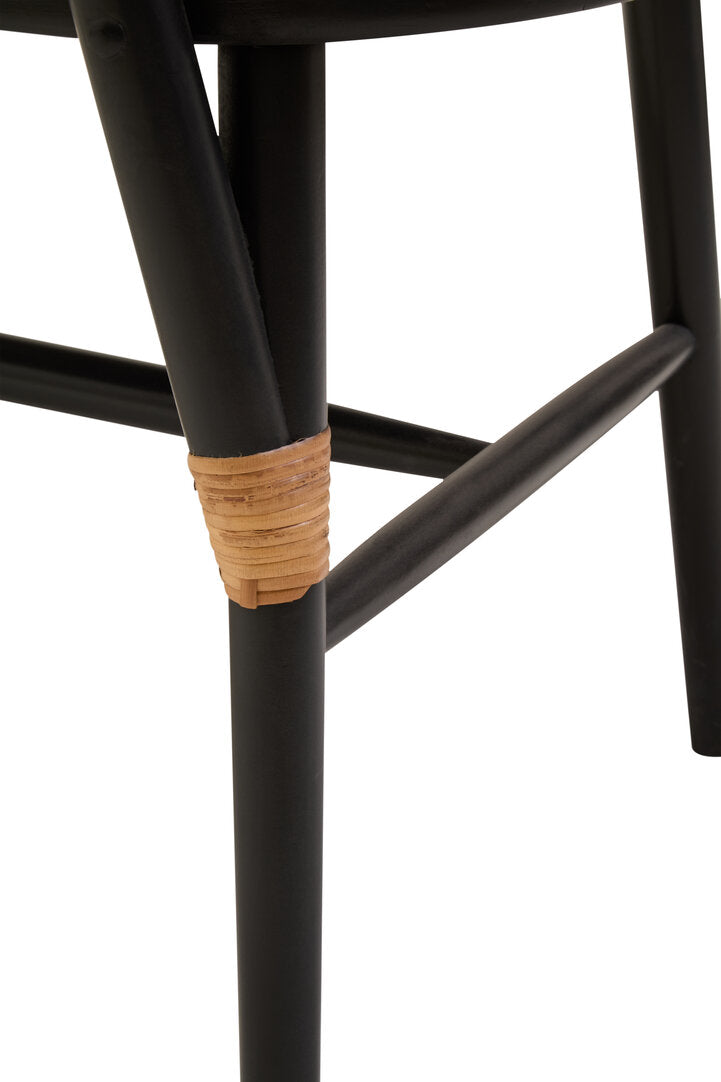 Cebu Natural Cane Bench with Black Elm Wood Frame