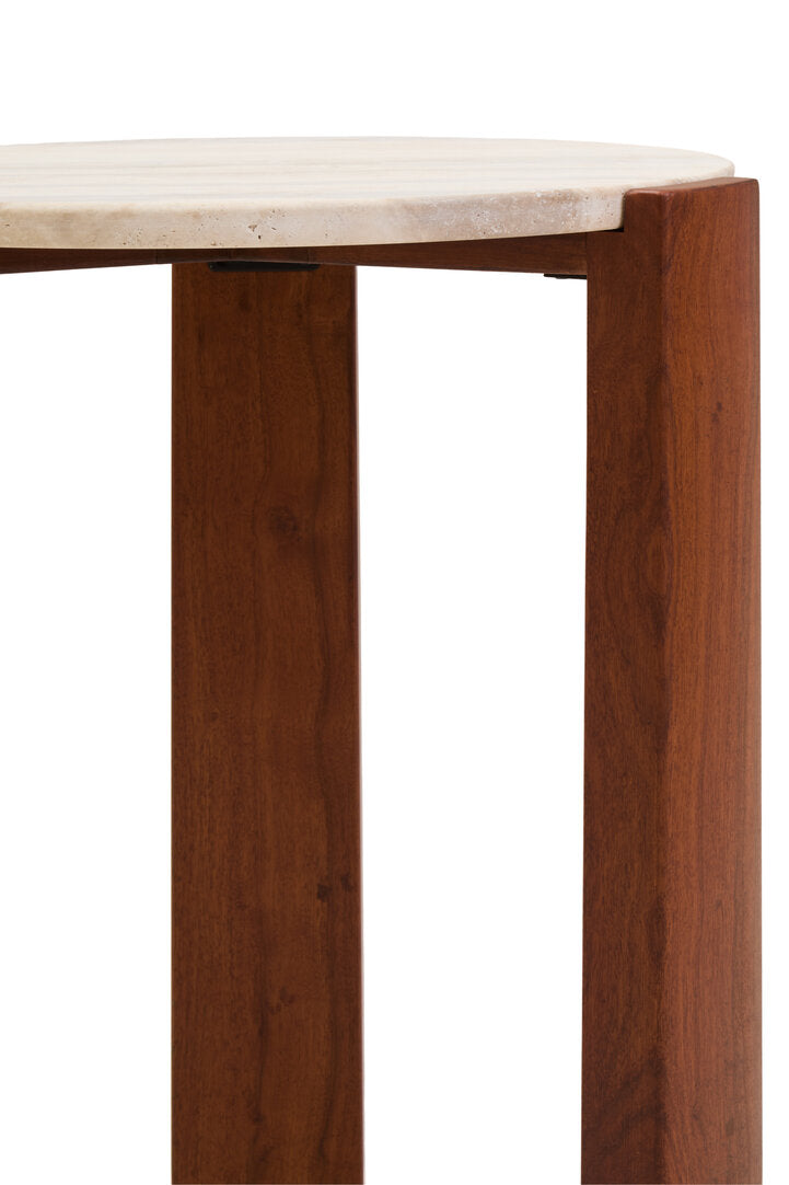 Palermo Travertine Top Round Side Table