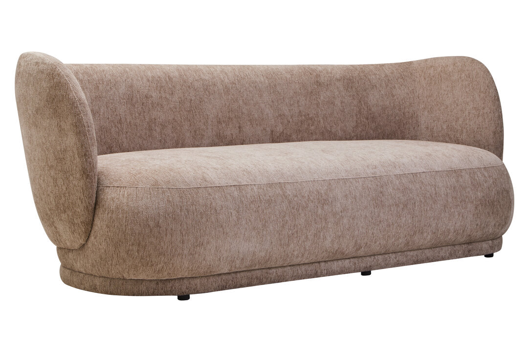 Delray Deep Stone Chenille Curved Three Seater Sofa