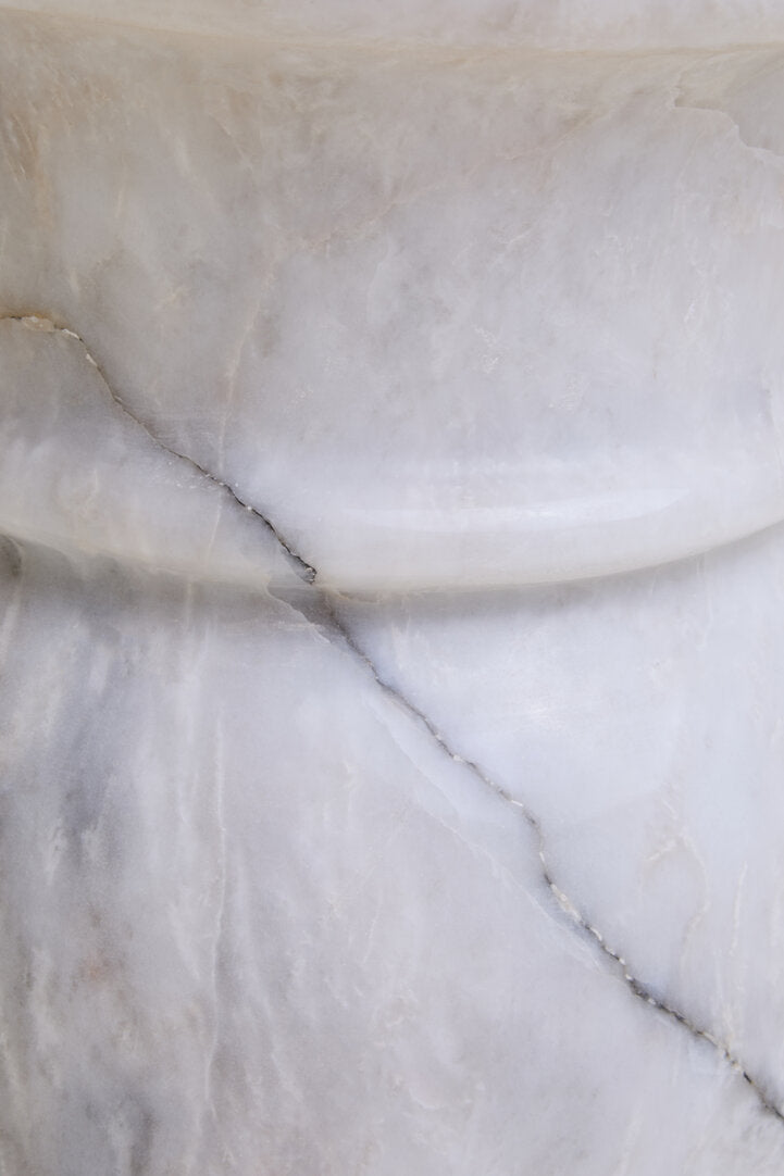 Zoro White Marble Stool And Side Table