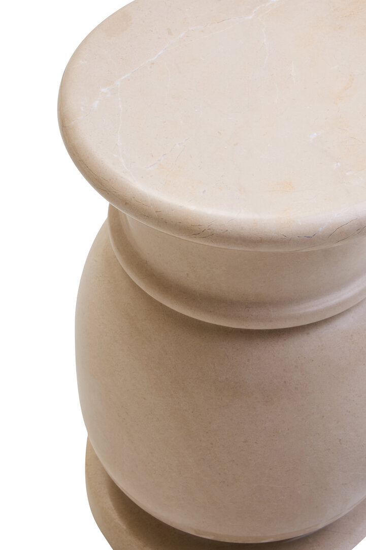 Zoro Cream Marble Stool and Side Table