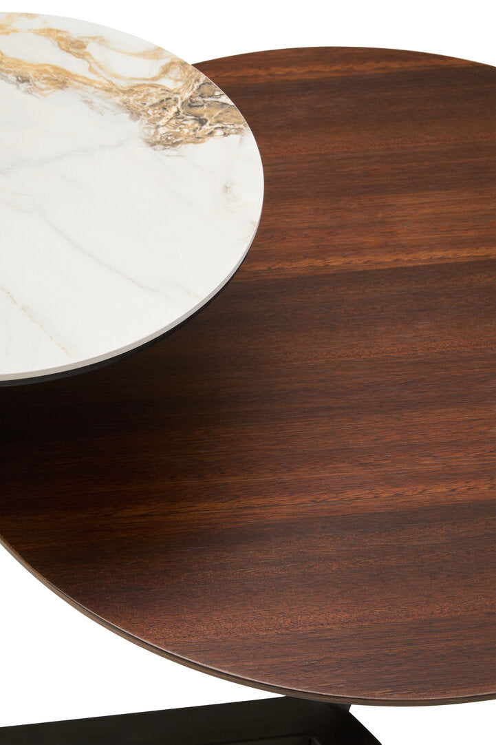 Imperia 2 Tier Round Veneer and Ceramic Coffee Table