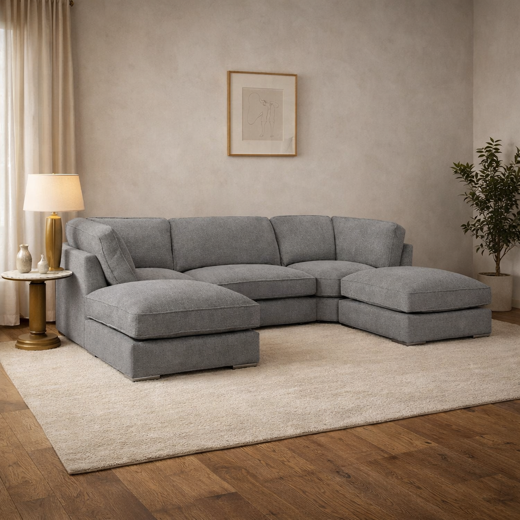Inga Sofa Grey Boucle U Shape Corner Morgan | Malvern | Somerford | Calix | Euphoria | Plush Style