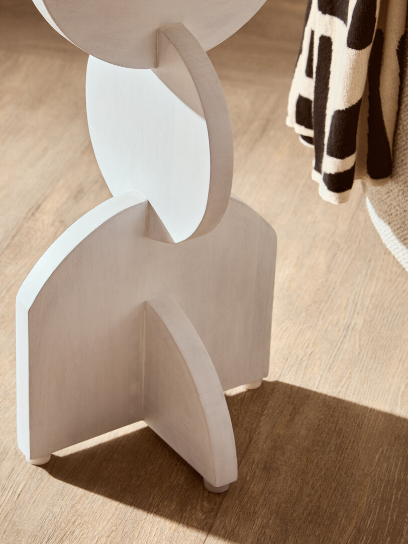 Walsa Whitewash Mango Wood Abstract Side Table