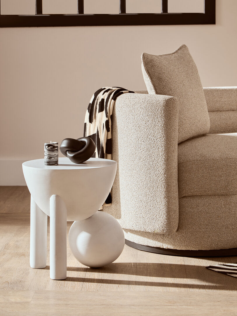 Walsa Whitewash Mango Wood Ball Detail Side Table