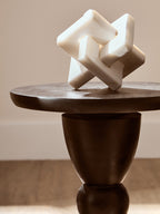 Walsa Black Finish Mango Wood Circle Column Detail Side Table