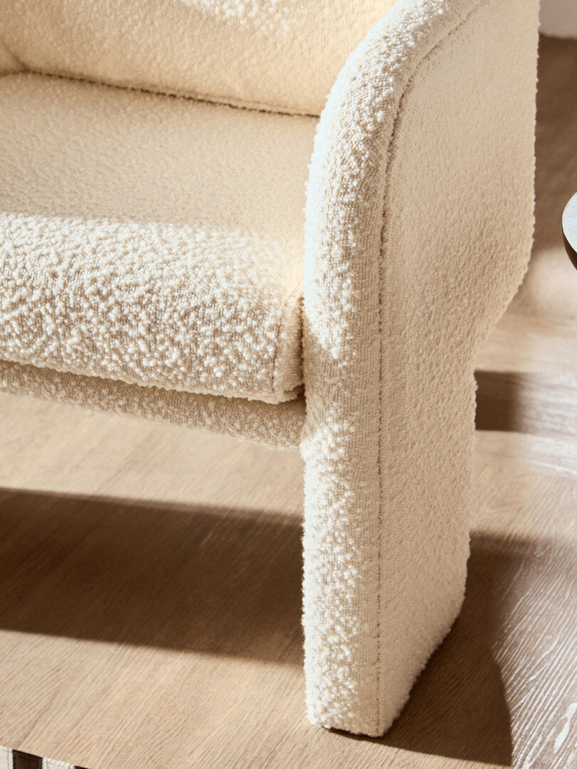 Ozzero Ivory Boucle Curved Armchair