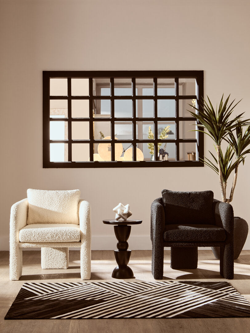 Ozzero Black Boucle Curved Armchair