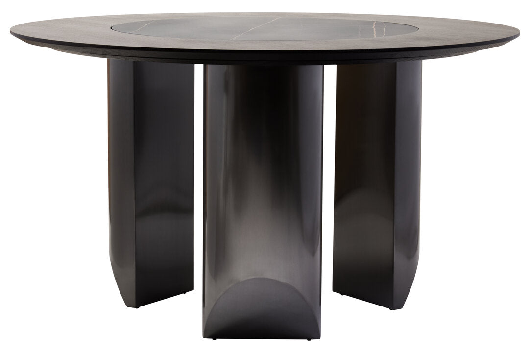 Imperia Round Veneer Dining Table with Ceramic Lazy Susan