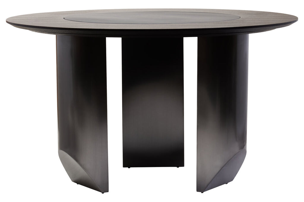 Imperia Round Veneer Dining Table with Ceramic Lazy Susan