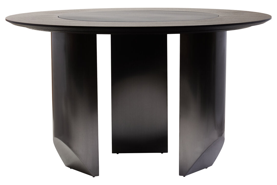 Imperia Round Veneer Dining Table with Ceramic Lazy Susan