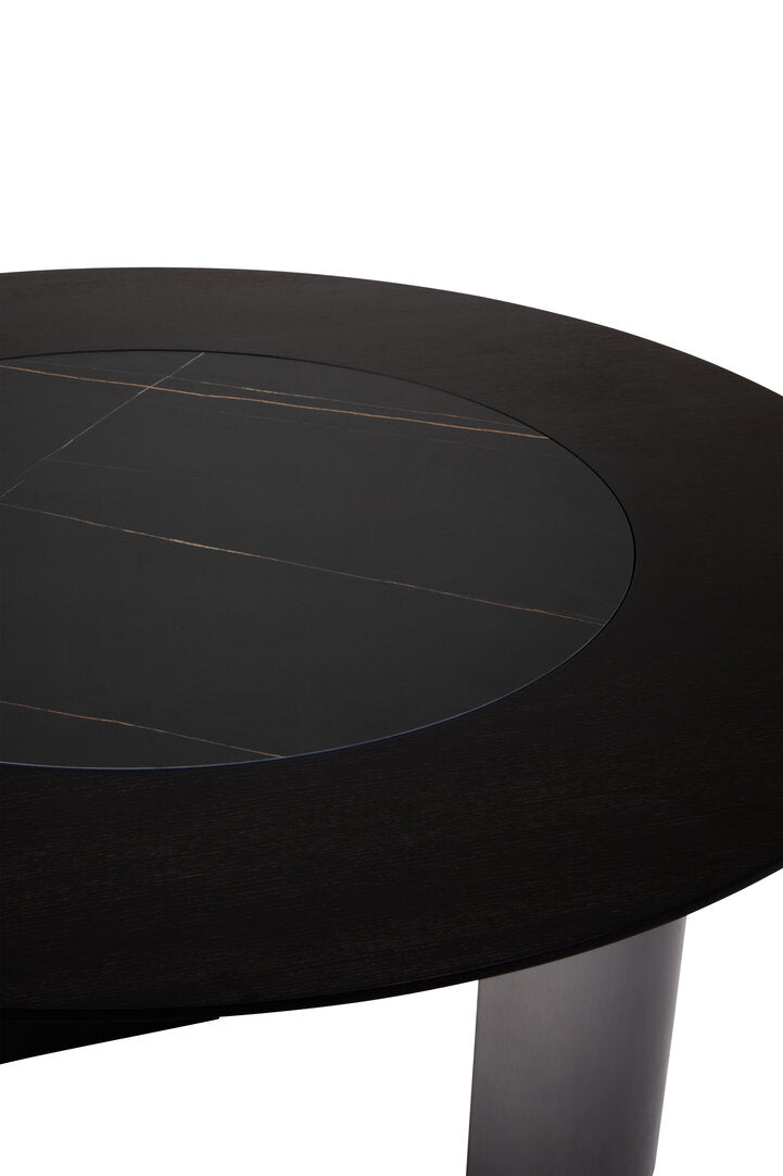 Imperia Round Veneer Dining Table with Ceramic Lazy Susan