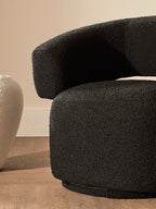 Oliveto Black Boucle Curved Revolving Armchair