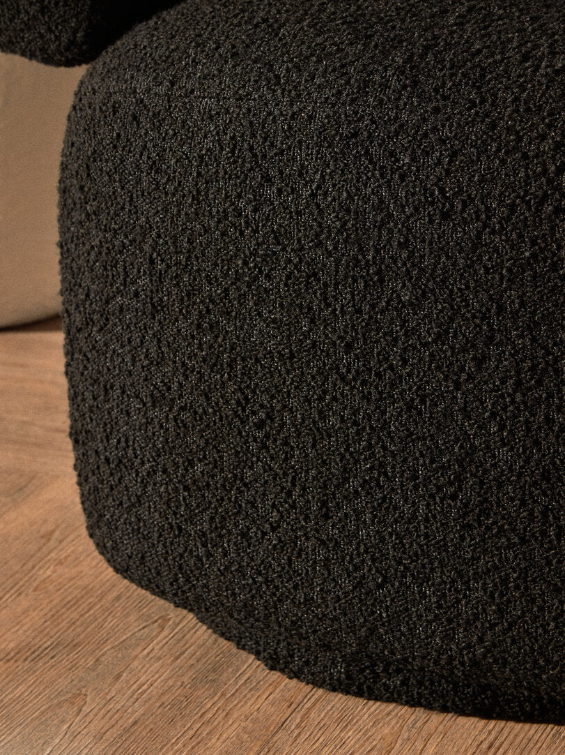 Oliveto Black Boucle Curved Revolving Armchair