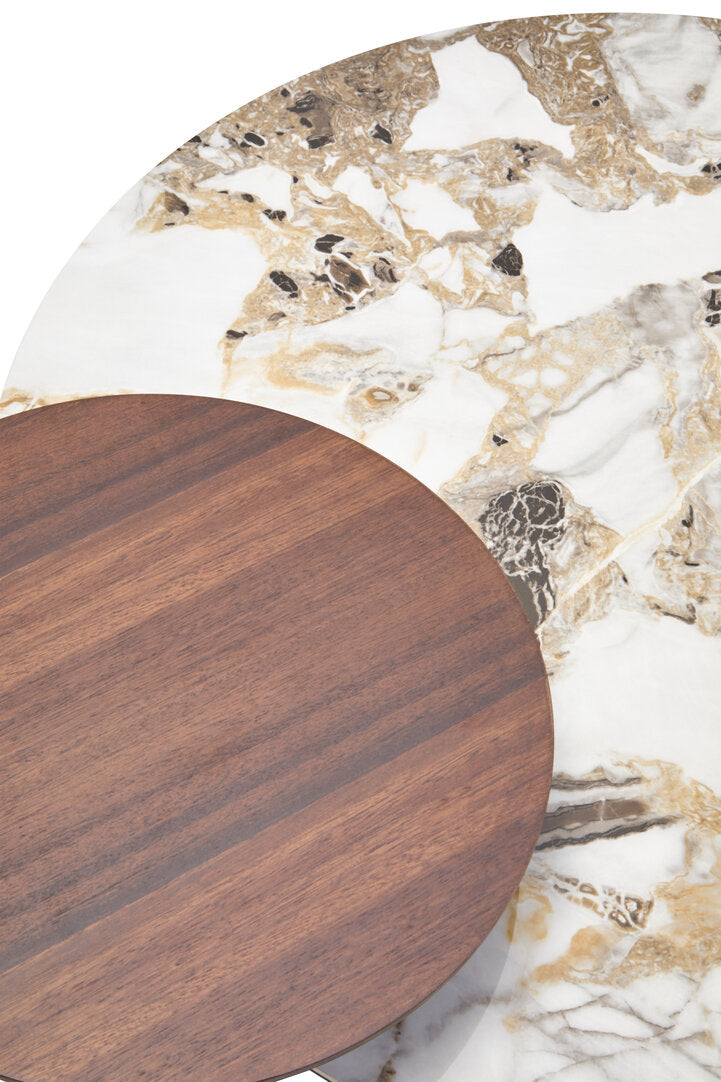 Imperia 3 Tier Round Ceramic Marble Effect Coffee Table