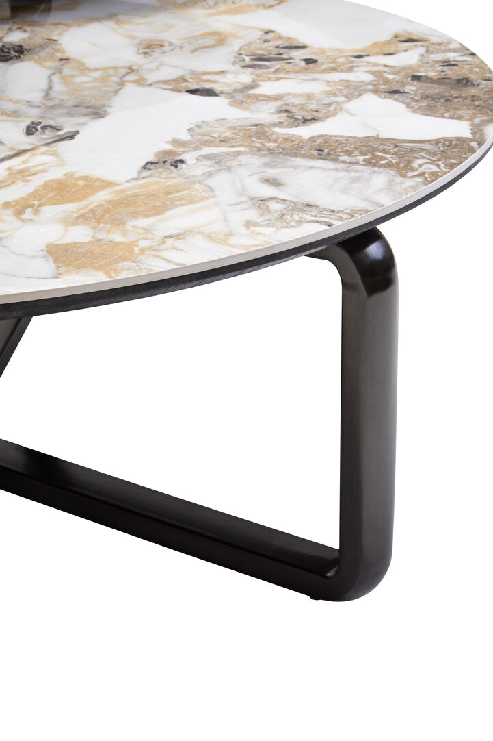 Imperia 3 Tier Round Ceramic Marble Effect Coffee Table