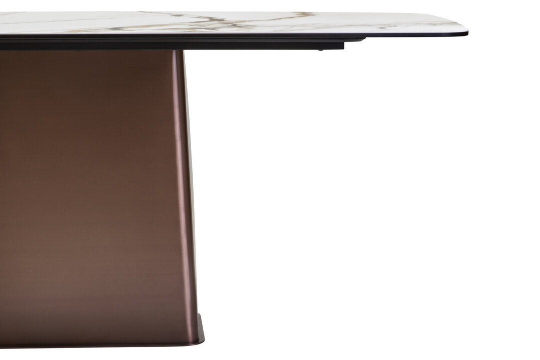 Imperia White Ceramic Marble Effect Rectangular Dining Table