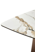 Imperia White Ceramic Marble Effect Rectangular Dining Table