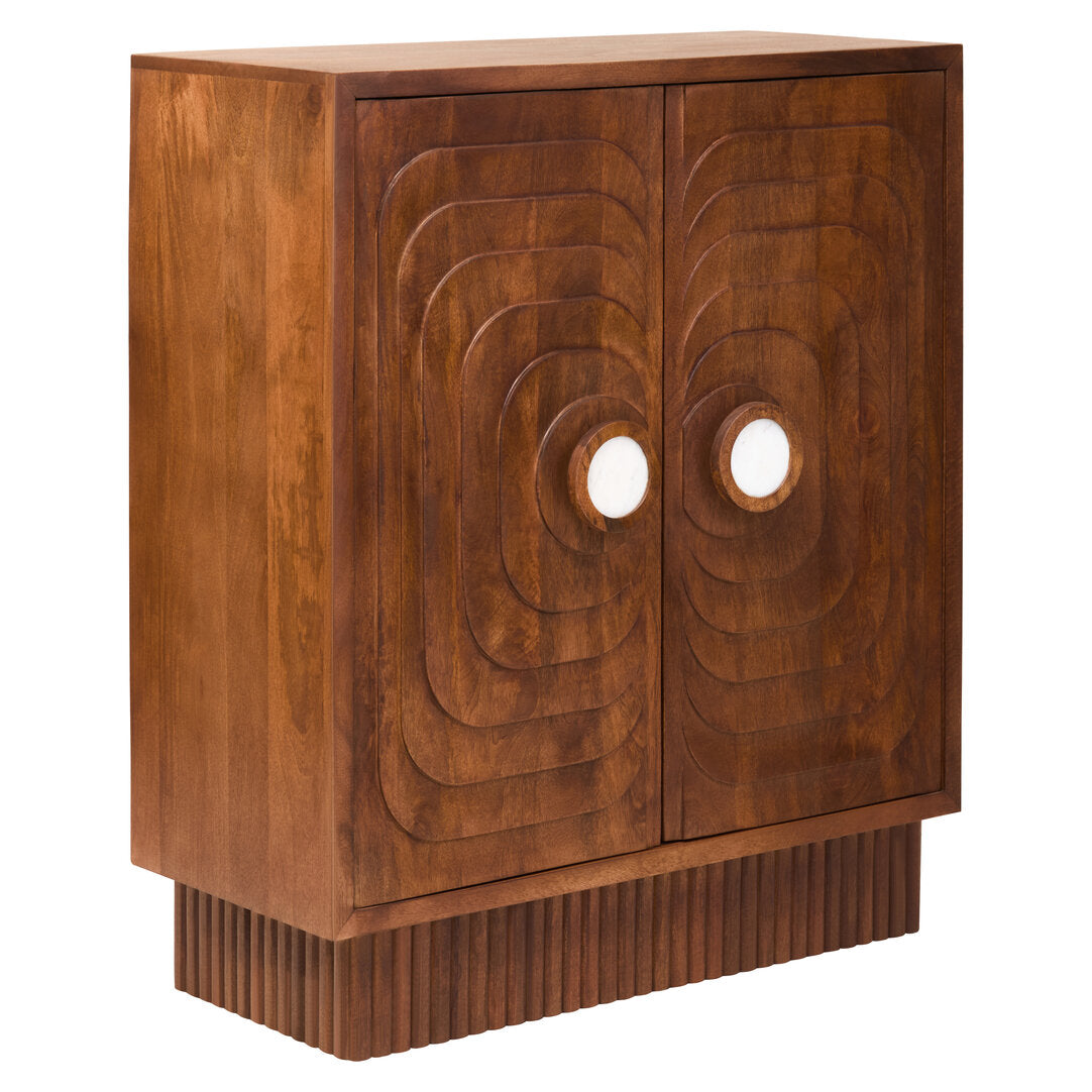 Sangar Two Door Mango Wood Carved Cabinet
