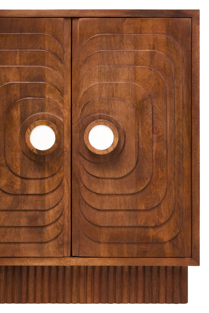 Sangar Two Door Mango Wood Carved Cabinet