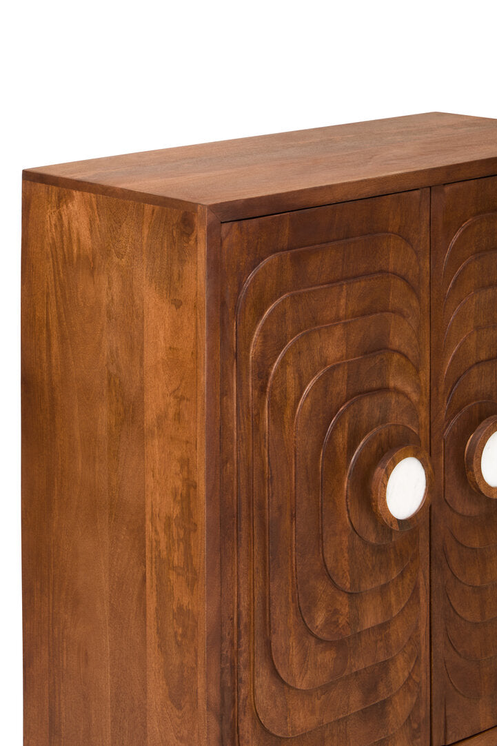 Sangar Two Door Mango Wood Carved Cabinet