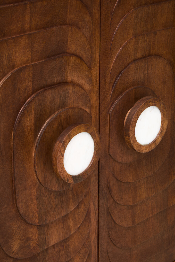 Sangar Two Door Mango Wood Carved Cabinet