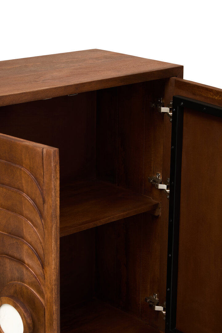 Sangar Two Door Mango Wood Carved Cabinet