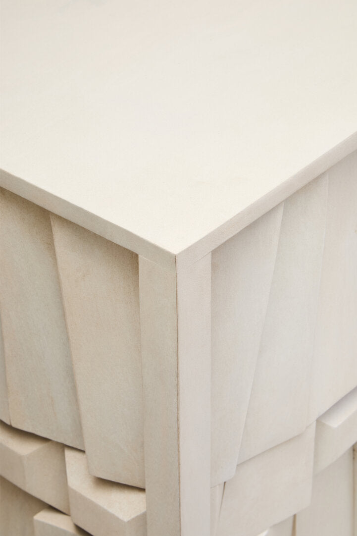 Sita Four Door Whitewash Mango Wood Abstract Sideboard