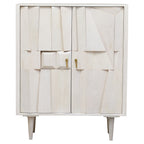 Sita Two Door Whitewash Mango Wood Abstract Cabinet