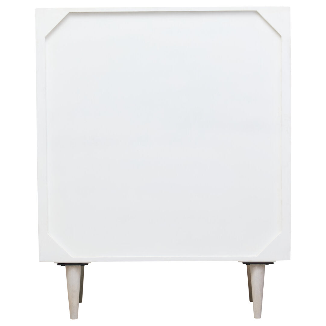 Sita Two Door Whitewash Mango Wood Abstract Cabinet