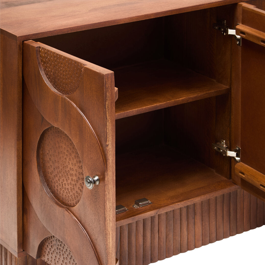 Siva Four Door Mango Wood Hammered Sideboard