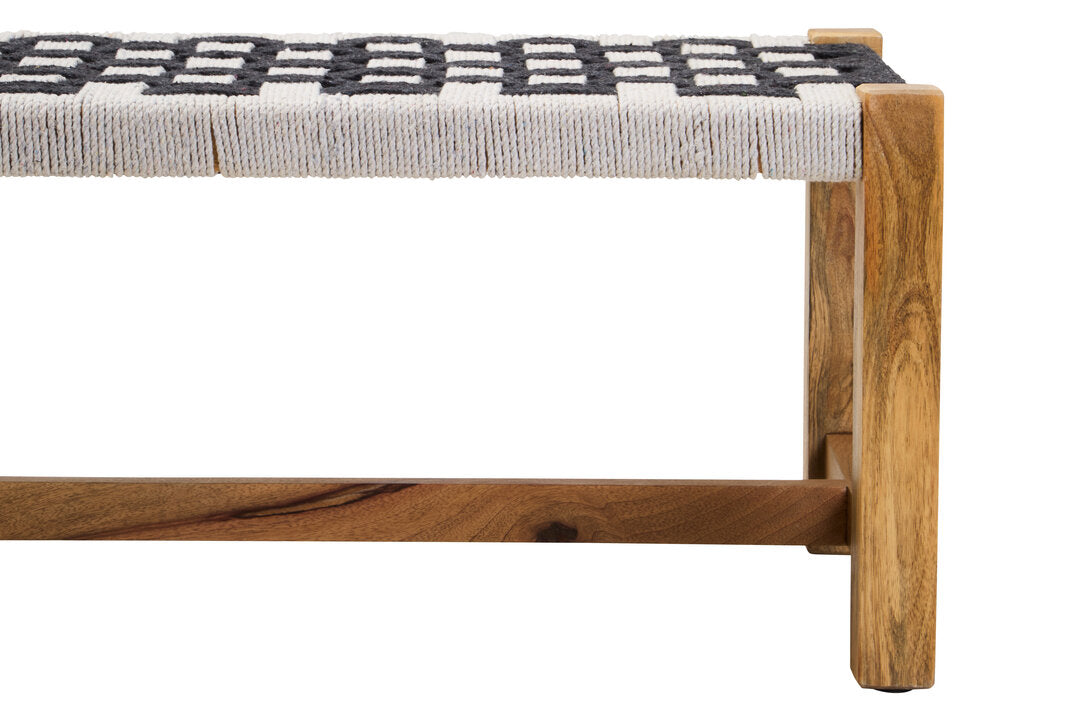 Satna Black And White Jute Bench