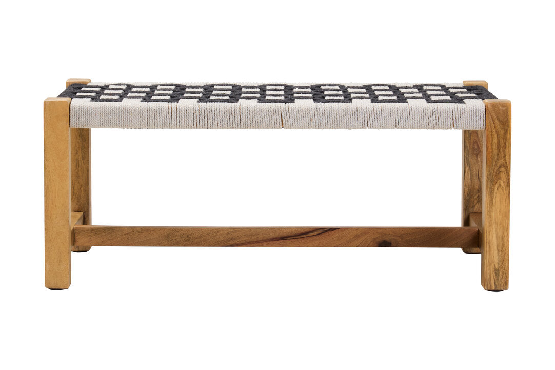 Satna Black And White Jute Bench