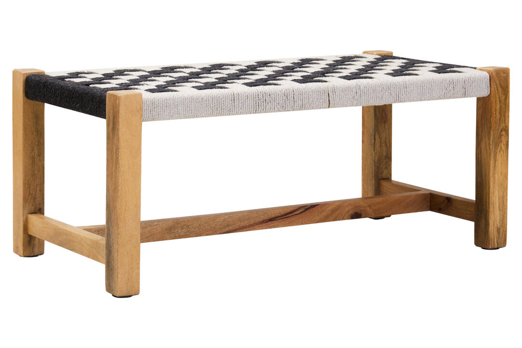 Satna Black And White Jute Bench