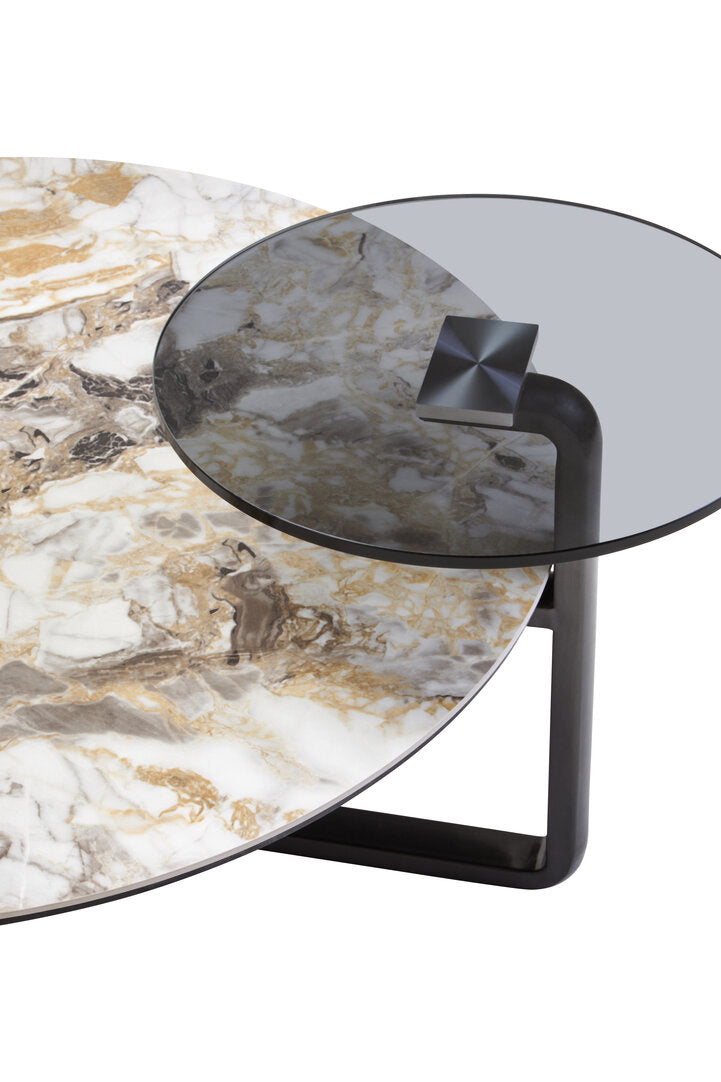Imperia 3 Tier Round Ceramic Marble Effect Coffee Table