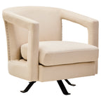 Hestia Beige Velvet Swivel Chair
