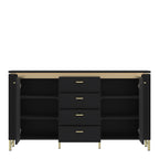 Genoa Sideboard 2 Door 4 Drawer in Black Matt/Gold