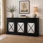 Black Oriental Sideboard with Mirrored Doors