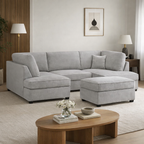 Carnaby Sofa Grey Boucle U Shape Corner Morgan | Malvern | Somerford | Calix | Euphoria | Plush Style