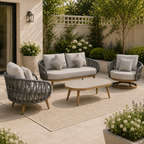 Luna Range White & Anthracite Rope Sofa Set | Premium Outdoor Lounge Furniture