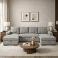 Como U Shape Sofabed With Ottoman Storage Grey Morgan | Malvern | Somerford | Calix | Euphoria | Plush Style