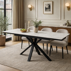Amari Large Extending Table White Ceramic Marble