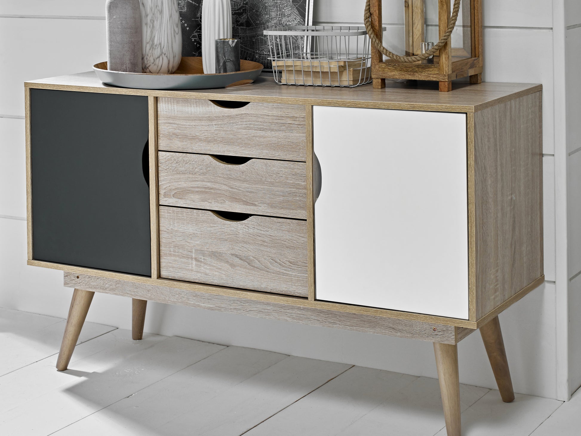 Scandi Oak 2 Door Sideboard Grey