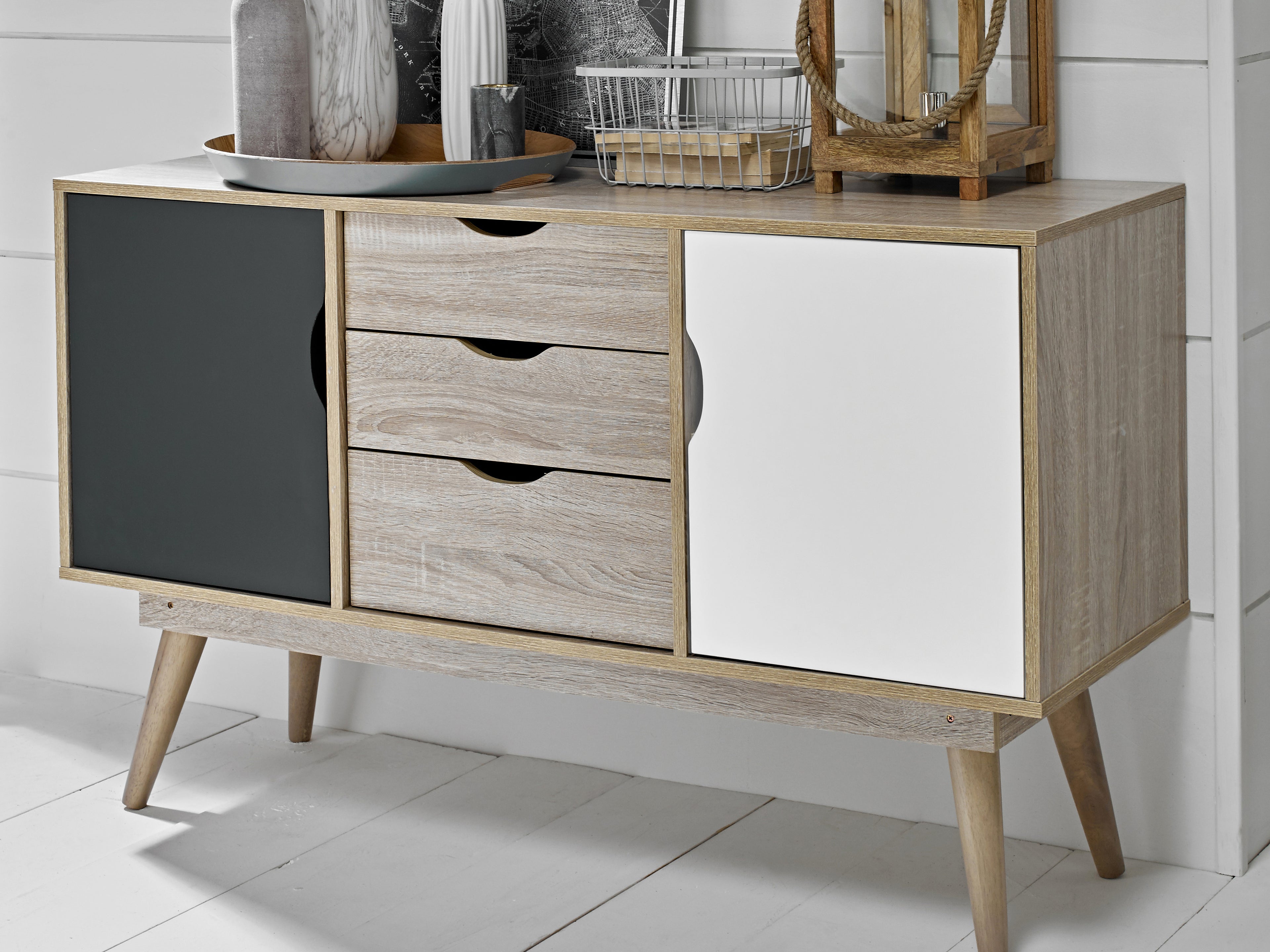 Scandi Oak 2 Door Sideboard Grey