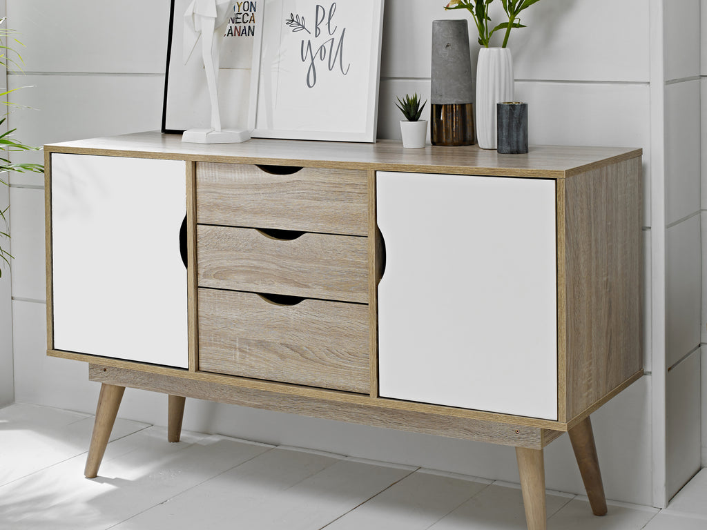 Scandi Oak 2 Door Sideboard White