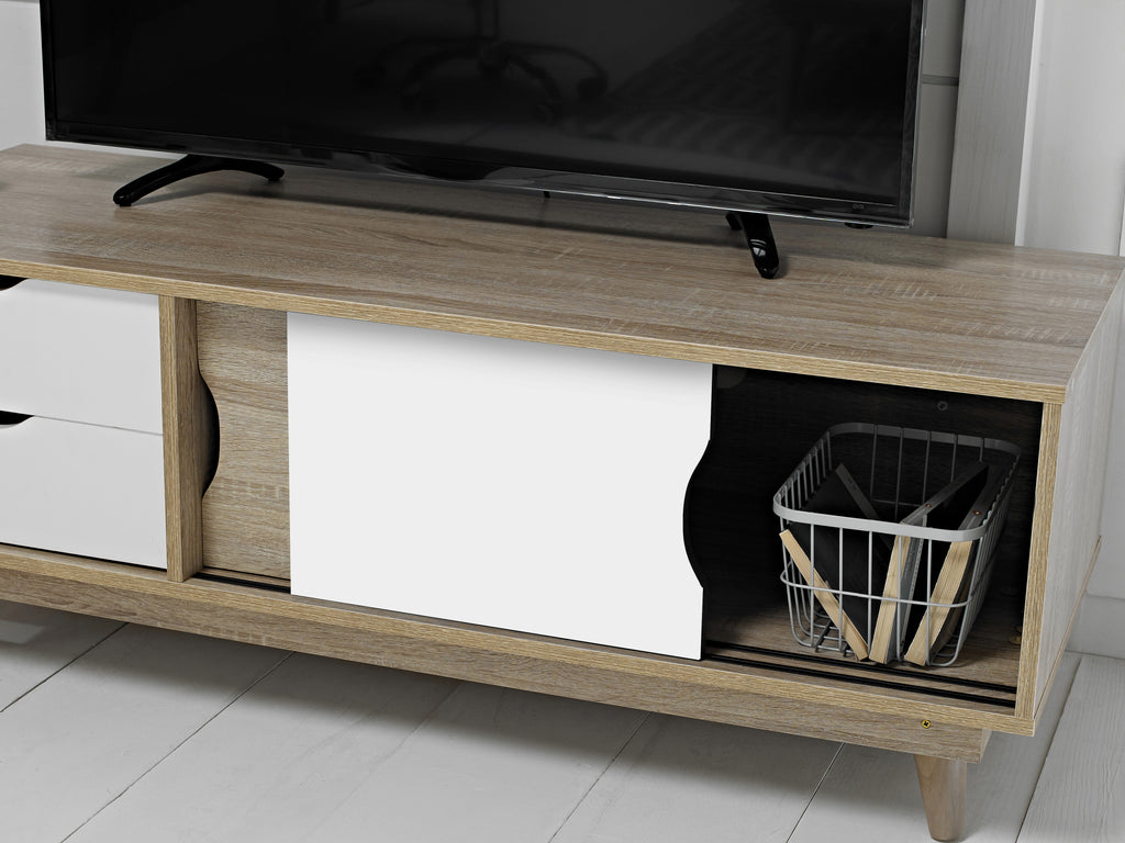 Scandi Oak TV Unit White
