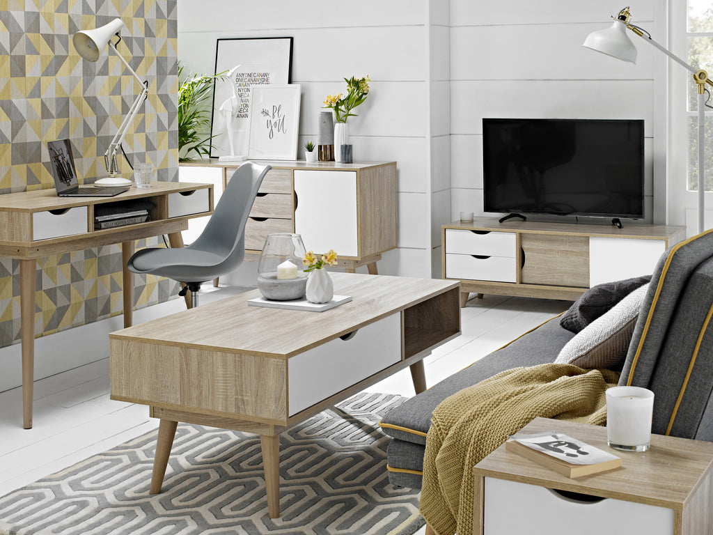 Scandi Oak TV Unit White