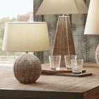 Raffles Small Rattan Cream Wash Table Lamp