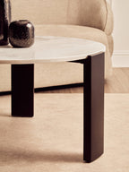 Palermo Round White Marble Top Large Coffee Table